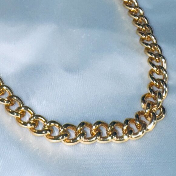 Heavy Gold Tone Links Chain Necklace 25 inches Toggle Clasps Costume Jewelry - Picture 2 of 5